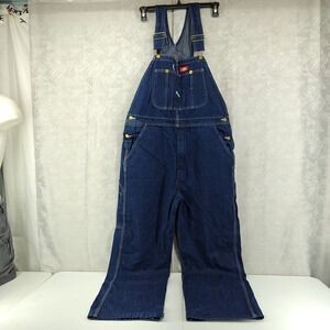 Dickies Bib Overalls Mens 38x32 Blue Solid Denim Workwear Carpenter 83294NB